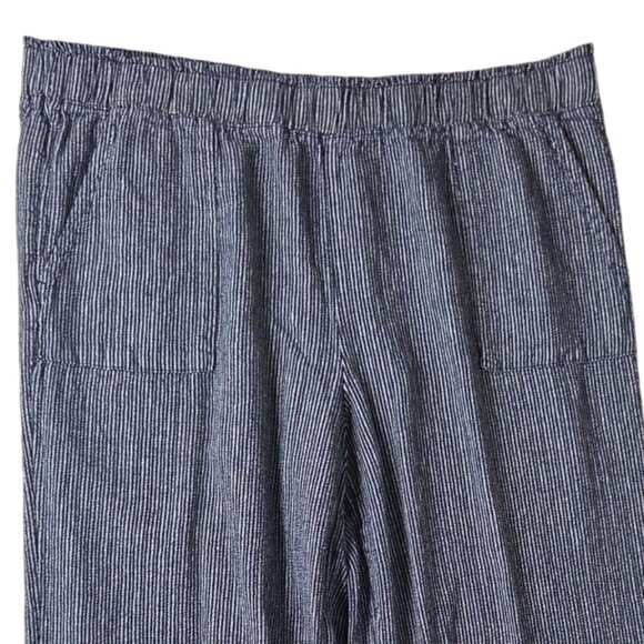 Time and Tru Navy Striped Wide Leg Linen Blend Pull-On Coastal Beach Pants XL - Picture 3 of 6